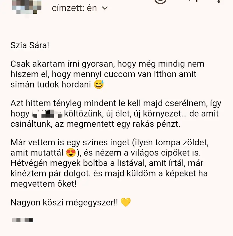 Szöveges visszajelzés ügyféltől